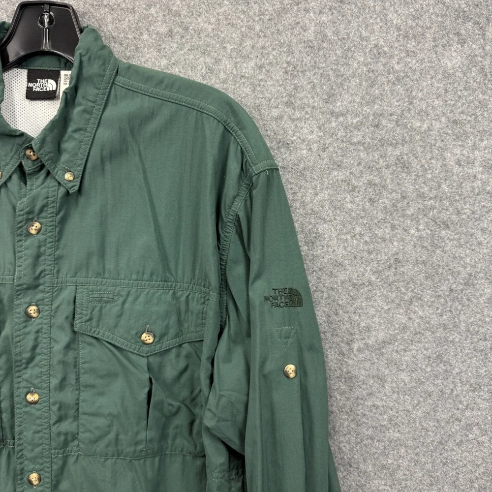 The North Face‎ Mens Forest Green Nylon Hiking Fishing Utility Shirt Medium M